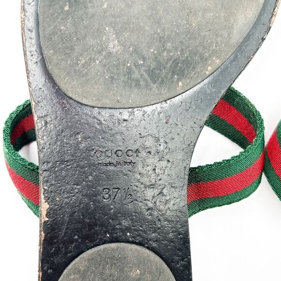 Gucci GG Web Stripe Flip Flop Sandal Black EU 37 US Women's 7 Flat Logo - Picture 13 of 14